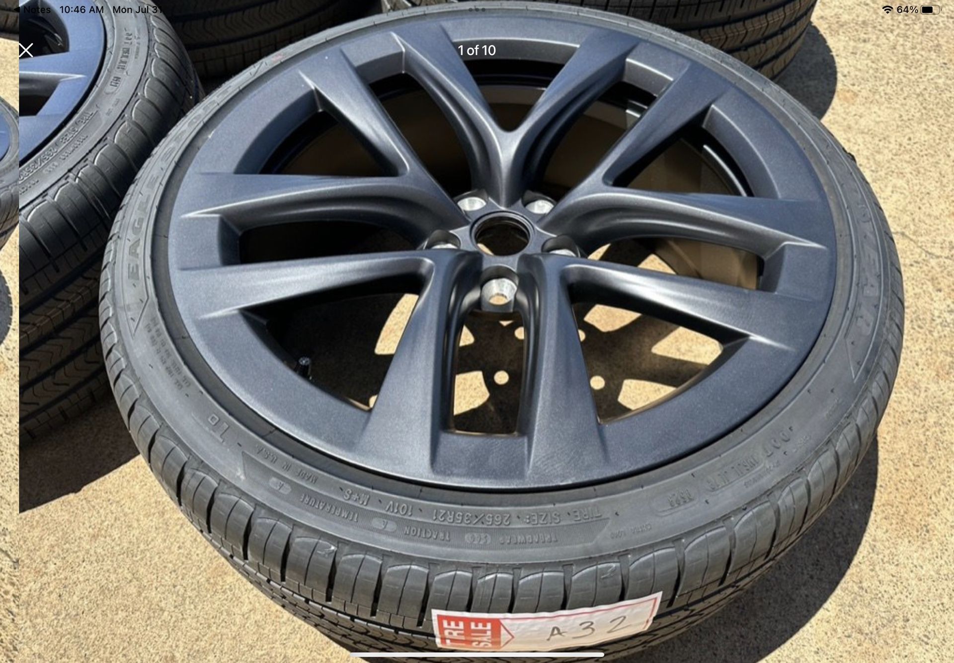 21" Tesla Model S Plaid Factory OEM Arachnid Wheels SENSORS Goodyear 265/35ZR21 295/30ZR21