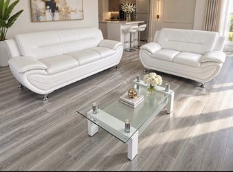 WHITE SOFA & LOVESEAT 🛋️ 2 piece living room SET