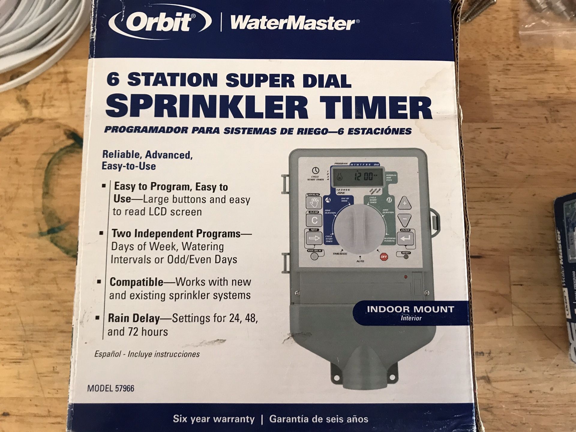 Orbit 57966 indoor auto sprinkler 6 station timer
