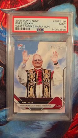Topps Now 2025 Pope Leo XIV White Smoke Variation 252/267 PSA9
