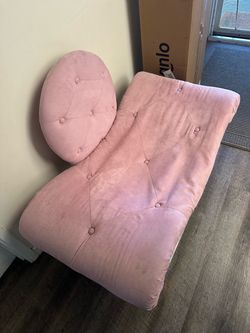Pink Velvet Tufted Chaise Lounge