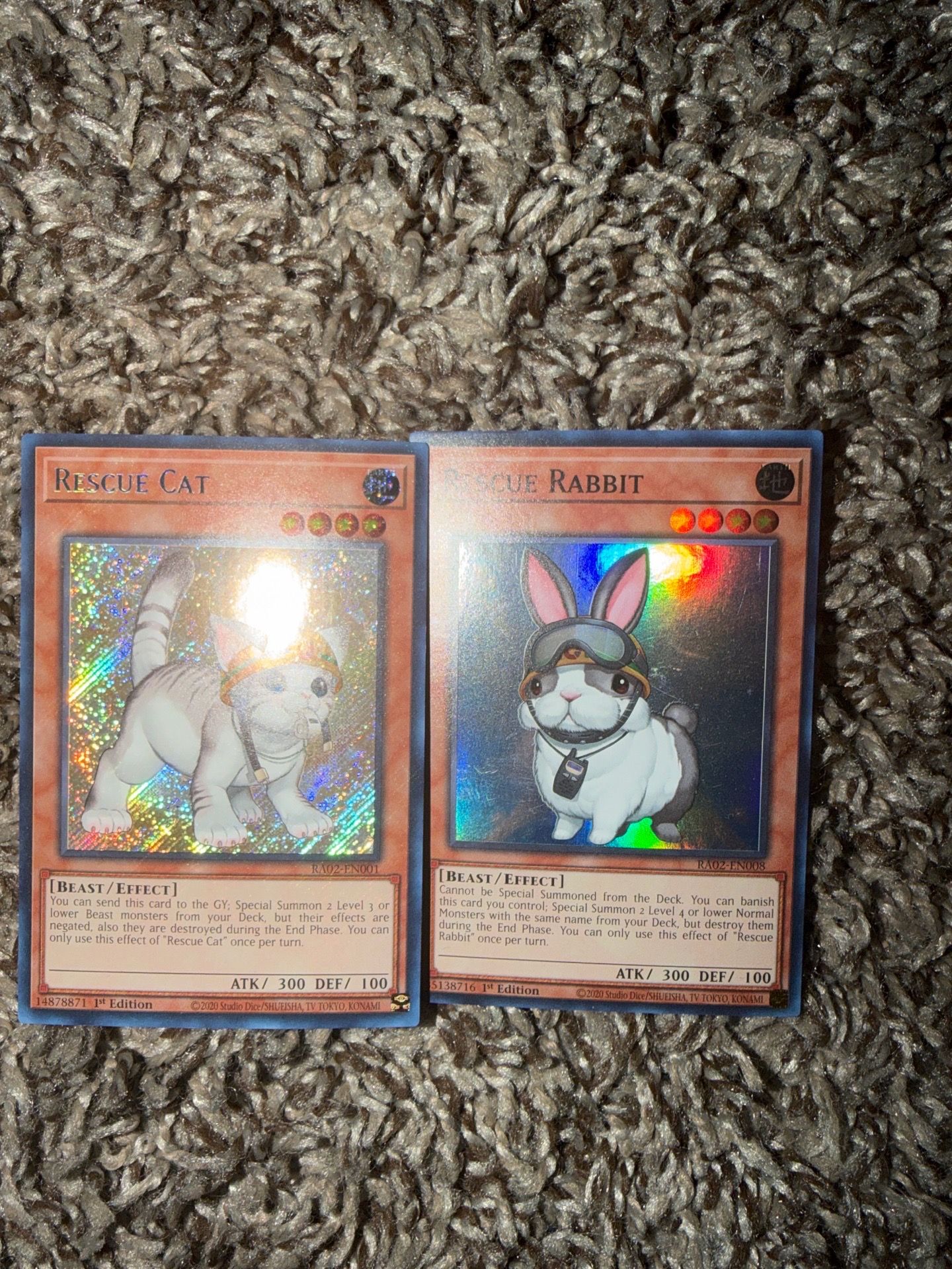 rescue cat and rescue rabbit yugioh cards