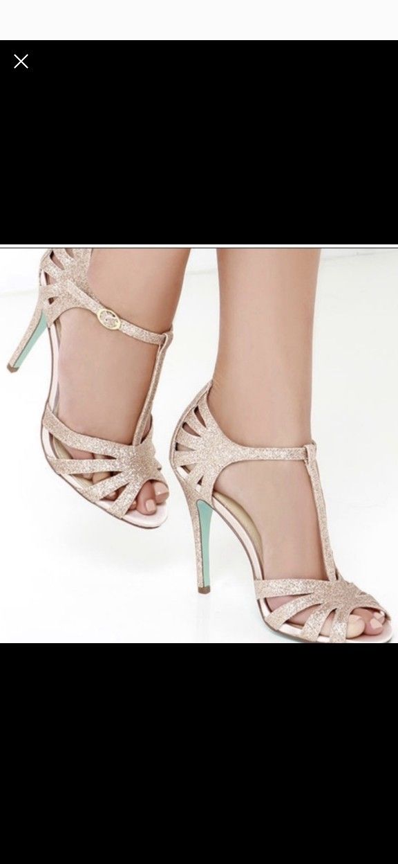 Betsey Johnson Blue Formal Line Champagne Glitter Heels