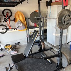 Squat Rack, Bench & Weights Set