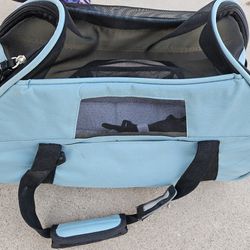 Aqua Blue Small Dog or Cat Carrier with Cushion inside and Mesh windows