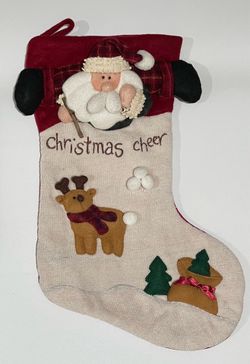 Vintage Home Interiors "Christmas Cheer" Stocking – 3D