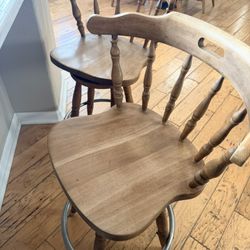Home Wood Vintage Captain Swivel Bar Stools 