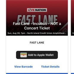 Incubus Concert Fast Lane Passes (2)