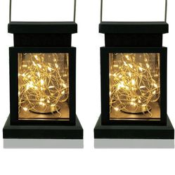 2 pcs Small Solar Lantern Lights Christmas Solar Lanterns Outdoor Waterproof Hanging Solar Lantern for Patio Outdoors Decorations