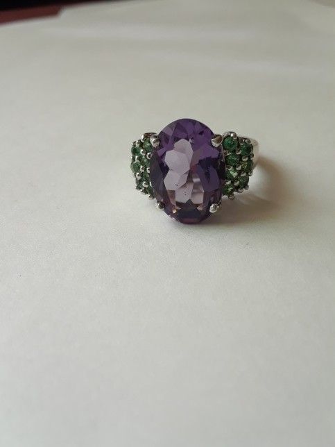 Sterling Silver Amethyst And Peridot Ring