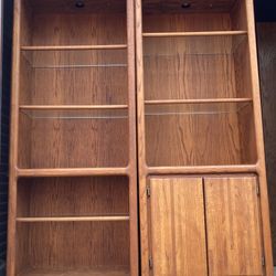 Vintage Pair of Oak Bookcases Storage Display Shelving 