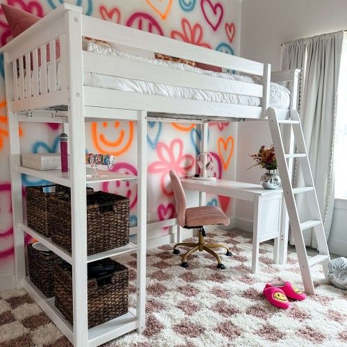 Kids Loft Bed With Bookshelf And Desk