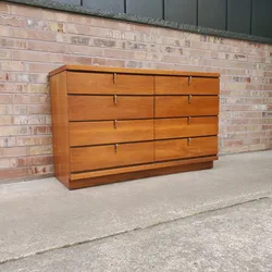 Mid Century Modern Johnson Carper Walnut 8 Drawer Lowboy Dresser Vintage