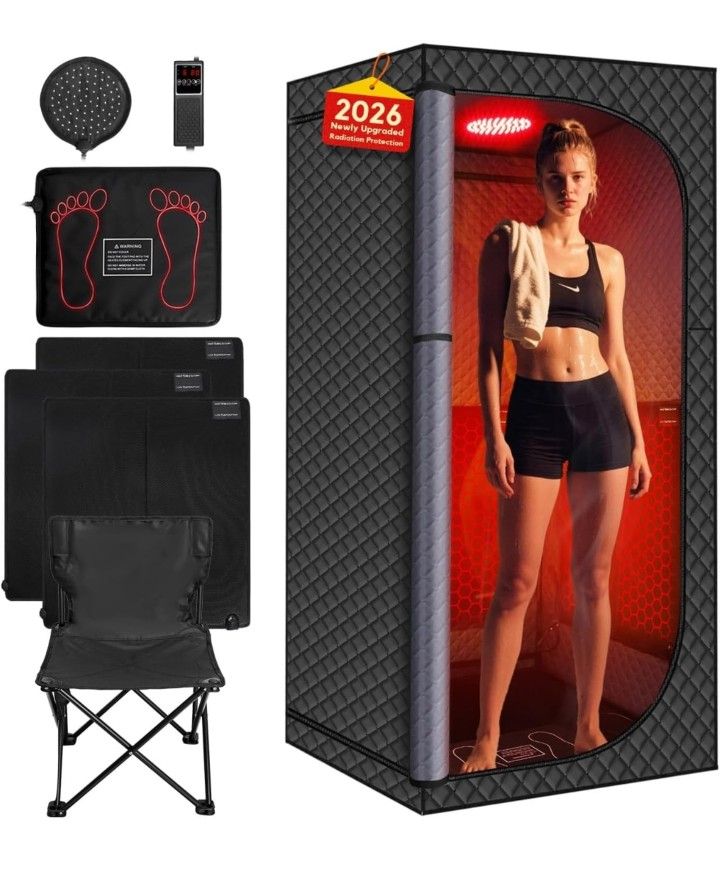 MIXC Upgraded Infrared Sauna Box – Ideal for Relaxation & Detoxification | Includes Folding Chair | Multi-Layer Full-Body Sauna Tent
