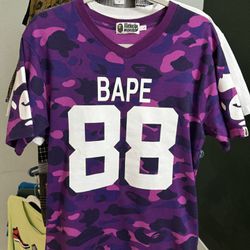 BAPE Bapecamo Purple Vneck Jersey 88 - Size Large