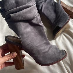 Suede Grayish Blue Heels