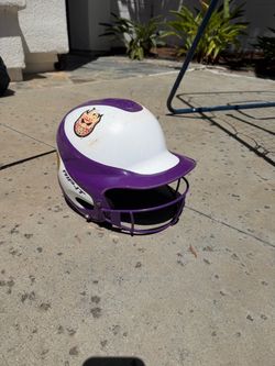 RIP-IT Vision Classic Softball Batting Helmet w/ Mask, Purple/White, M/L - Used