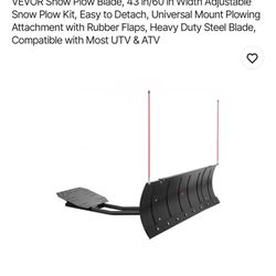VEVOR Snow Plow Blade, 43-72 in Width Adjustable Snow Plow Kit, Easy to Detach, Universal Mount Plowing Attachment with Rubber Flaps, Heavy Duty St