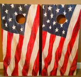 Great American flag cornhole boards.