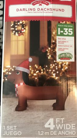 Christmas Wiener Dog Blow Up Decoration 
