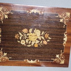 Vintage Inlay Jewelry Table with built in Music Box made in ITALY