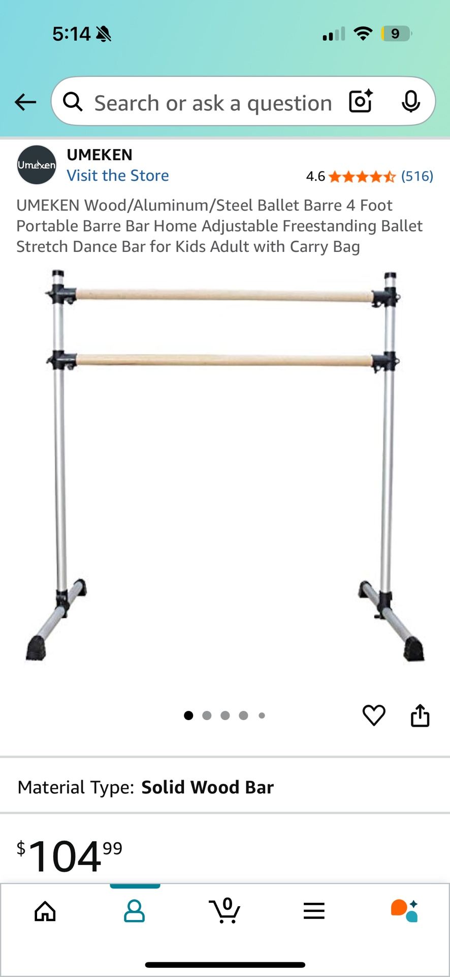 4 Foot Portable Ballet Barre
