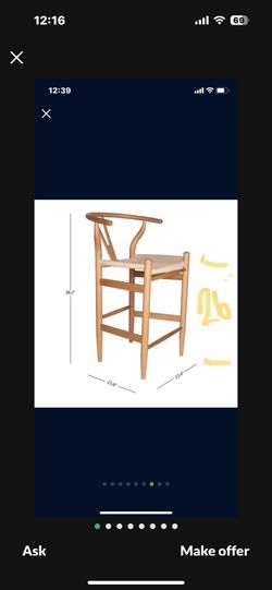 Stone & Beam Wishbone Counter-Height Barstool, 38.2”H, Birch Wood, Natural / Natural Birch/Natural Counter-Height Stool
