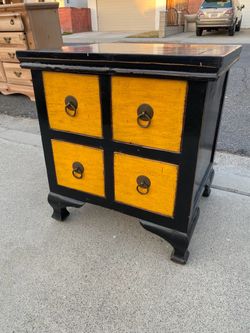 Asian style cabinet nightstand end table