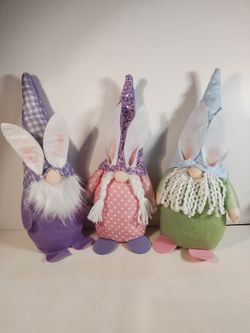 Set of 3 Weighted Easter Bunny Gnomes
