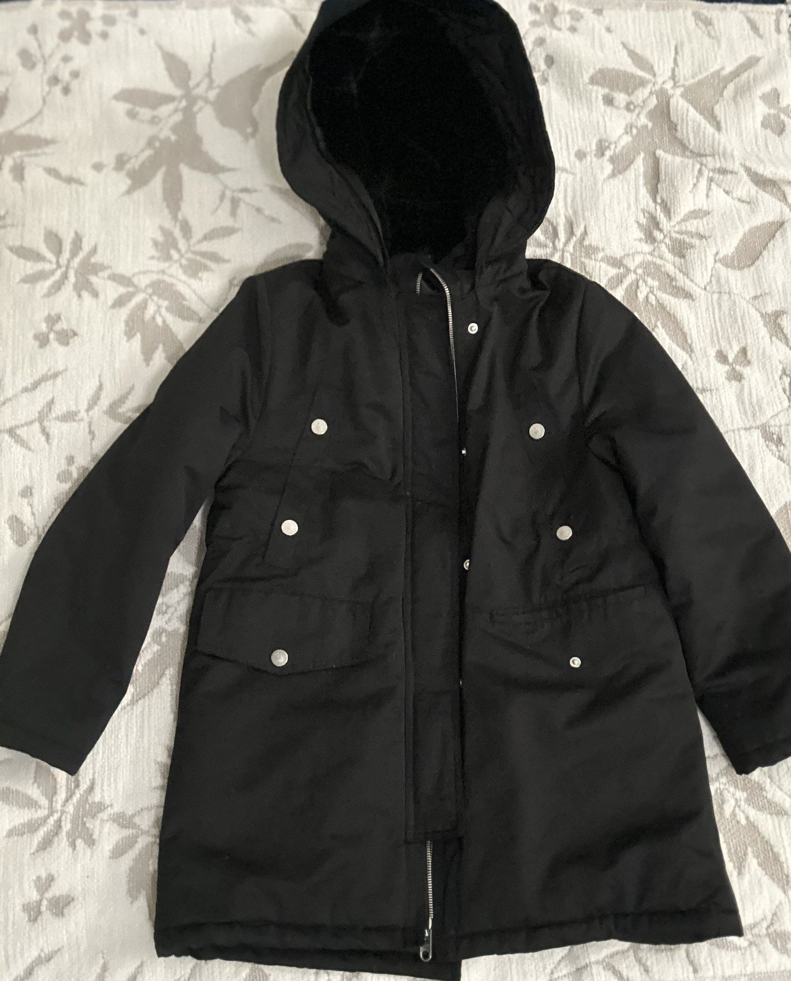Girls Black ZARA kids Parka Jacket Size 13-14 164 Cm