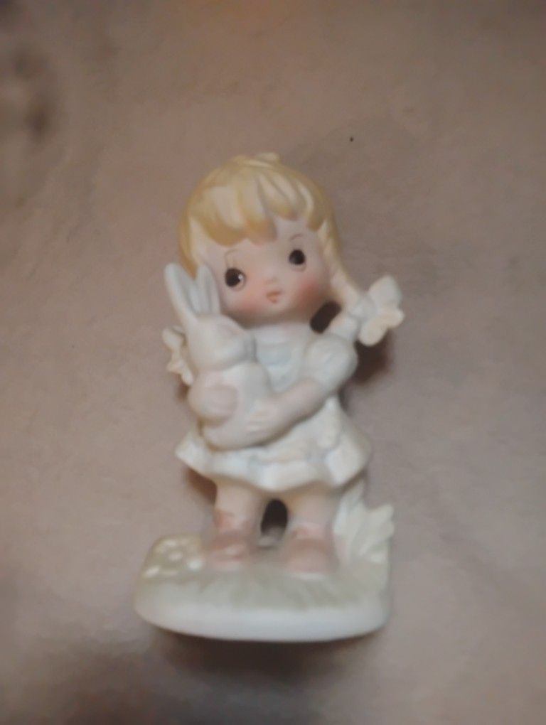 Precious Moments Girl With Bunny Figurine