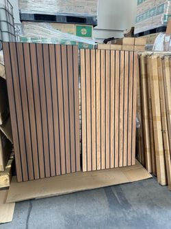 4-pack  Walnut 3D Acoustic Wood Slat Wall Panels - Soundproof 23.6x47.2