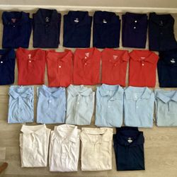 $15 FOR ALL - 23 Pieces - School Uniform Polo Shirts Red Navy Light Blue Boys Girls Unisex 16 18 Small