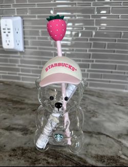 Starbucks Strawberry Bear Glass Cup