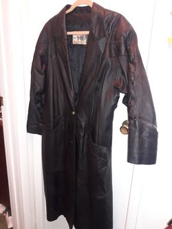 Full length leather coat