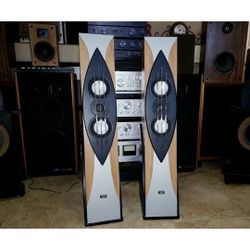 SoundLine LS-2002F Tower Speakers - Pair - Built-In 8" Passive Sub