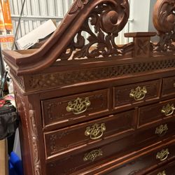 Vintage Queen Anne Chippendale Style High Boy Dresser