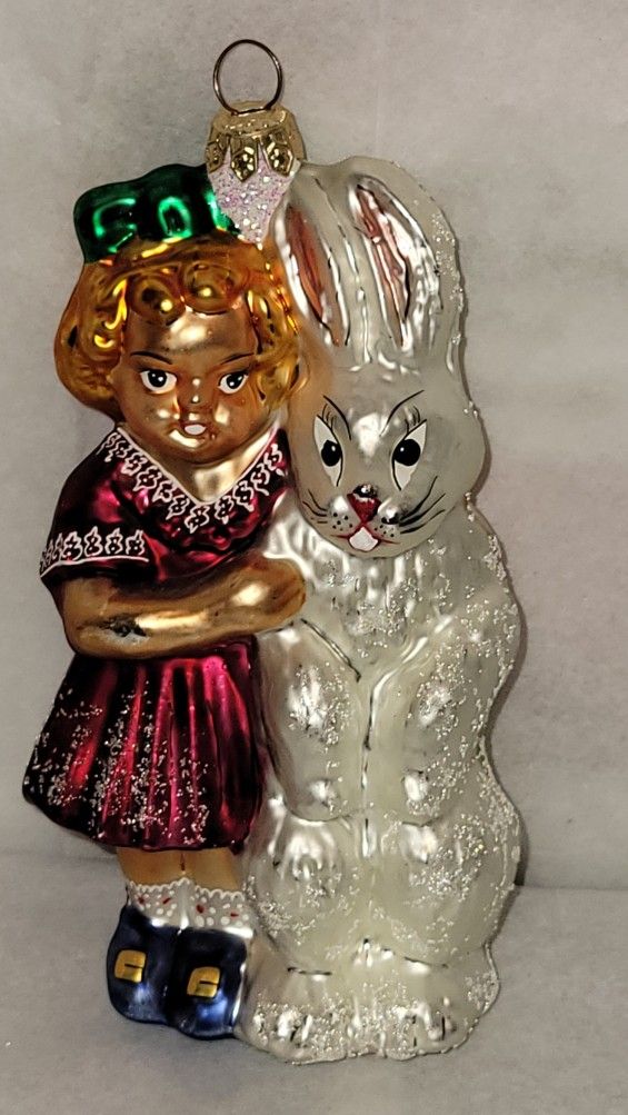 Christopher Radko Girl And A Easter Bunny Rabbit Ornament
