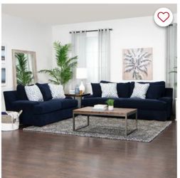 Navy blue two piece couch with picture included