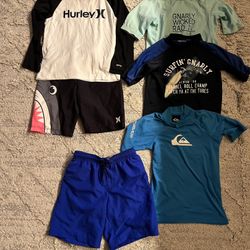 Boys swimsuit sets and rash guards size 6-7