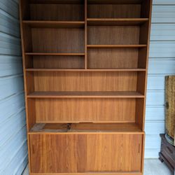 Scandinavian Mid Century Modern Teak Bookcase Hutch Buffet  by Poul Hundevad #2