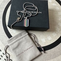 David Yurman Colorful Dog Tag Pendant Necklace