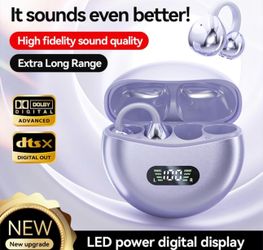 Clip Headphones, Bluetooth 5.4 Wireless Open Ear Headphones, Lightweight C-shaped Jumper Open Ear Headphones, Thin Hook, 60H Battery,