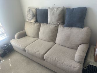 3-Seat Beige Fabric Sofa