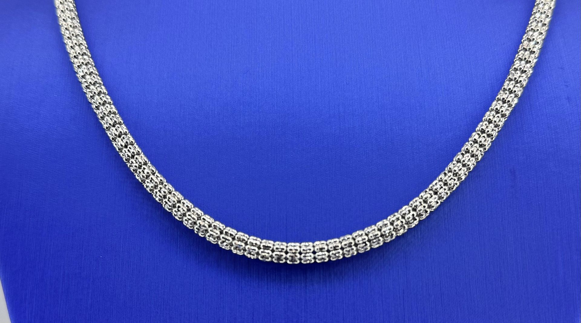 10kt White Gold Ice Chain Beaded Necklace 24” 31.00grams I -256