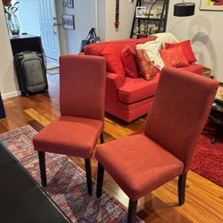 Four Red Upholstered Chairs 