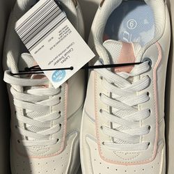 CRANE Women's Casual Sneaker White  Faux Leather Size 6 Aldi Tennis Shoes Low + Box