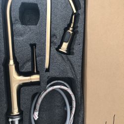 Brushed Bronze Kitchen Faucet with Pull Down Sprayer, Lava Odoro Gold Single Handle Kitchen Sink Faucet, Faucet for Kitchen Sink 1 Hole and 3 Hole, De