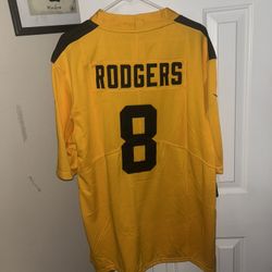 NFL Aaron Rodgers yellow jersey with black stripes, size XL 