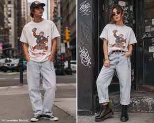 VINTAGE OUTFIT!  1980s Exxon/Esso Gas Promo “Rely on the tiger” Screen Stars Best t-shirt, single stitch construction, size large, pristine. 1990s Gue